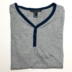 Forever 21 Grey & Navy Henley Tee